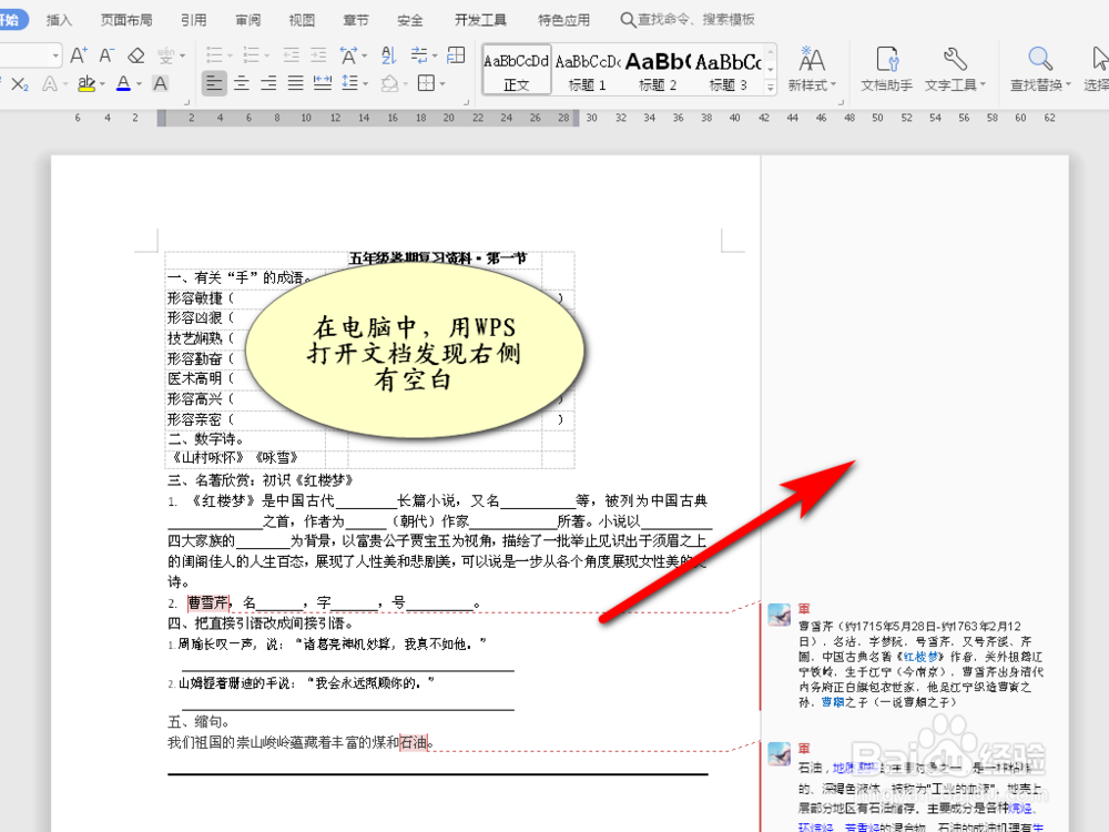 WPS文字/WORD的文档中右边有空白的解决办法