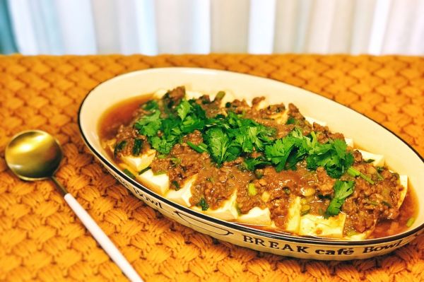 虾酱肉沫蒸豆腐