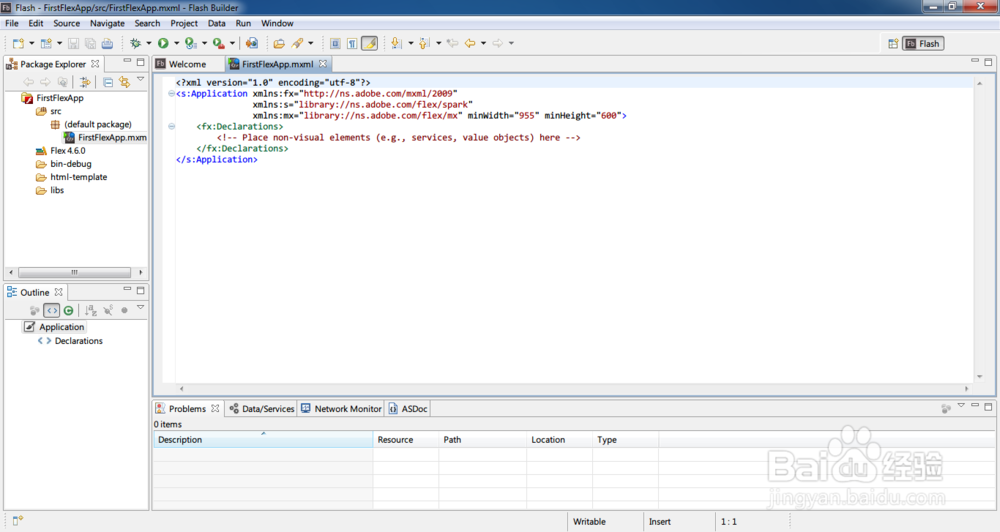 Flex/FlashBuilder：[1]第一个Flex实例程序