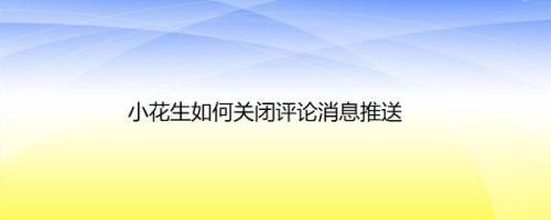 小花生如何关闭评论消息推送