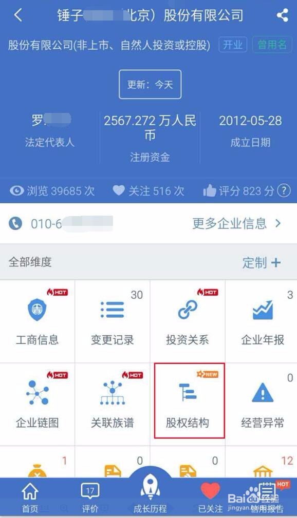 怎样手机查询公司的股权结构？