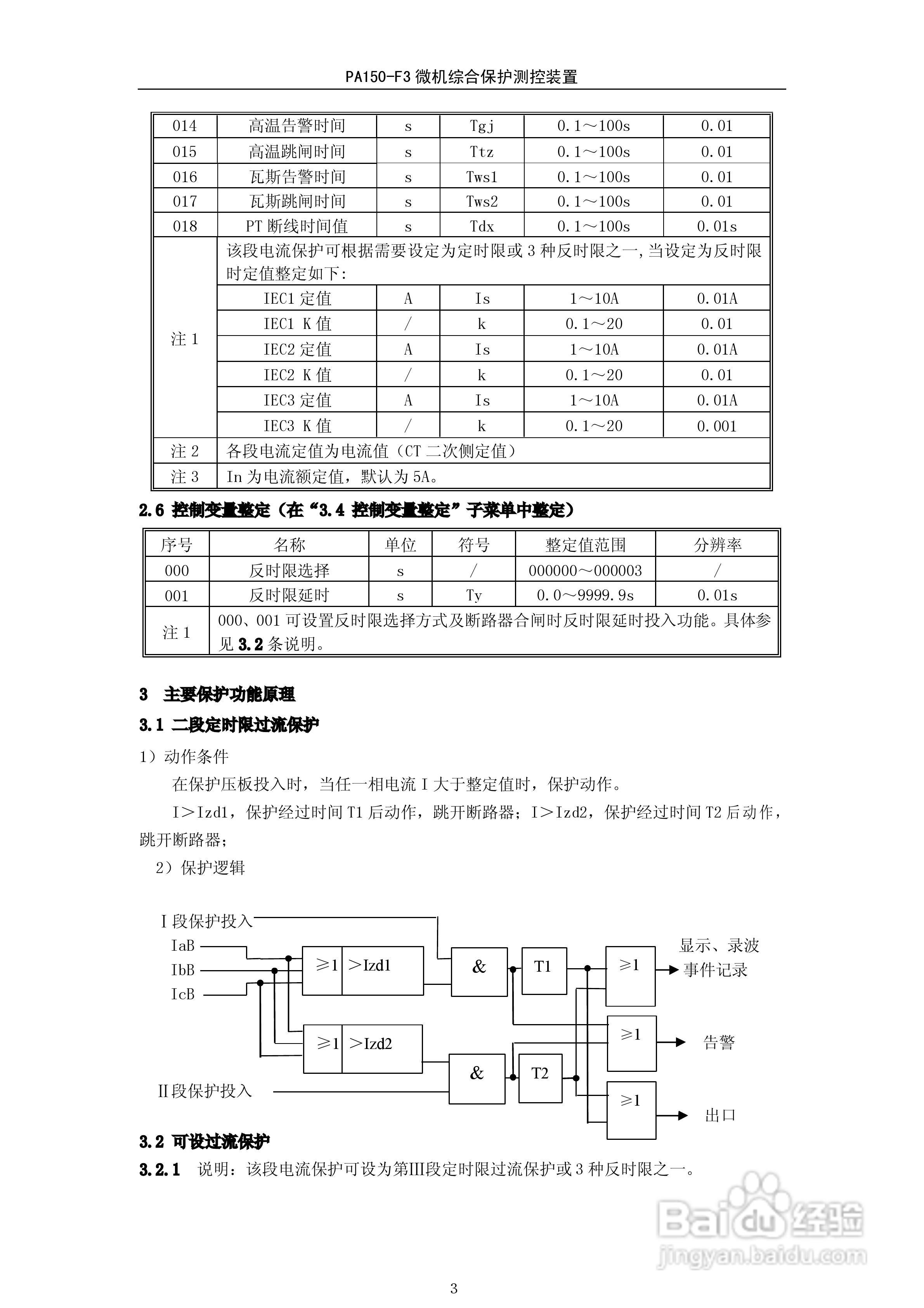 PA150-F3微机综合保护测控装置技术说明书:[1]