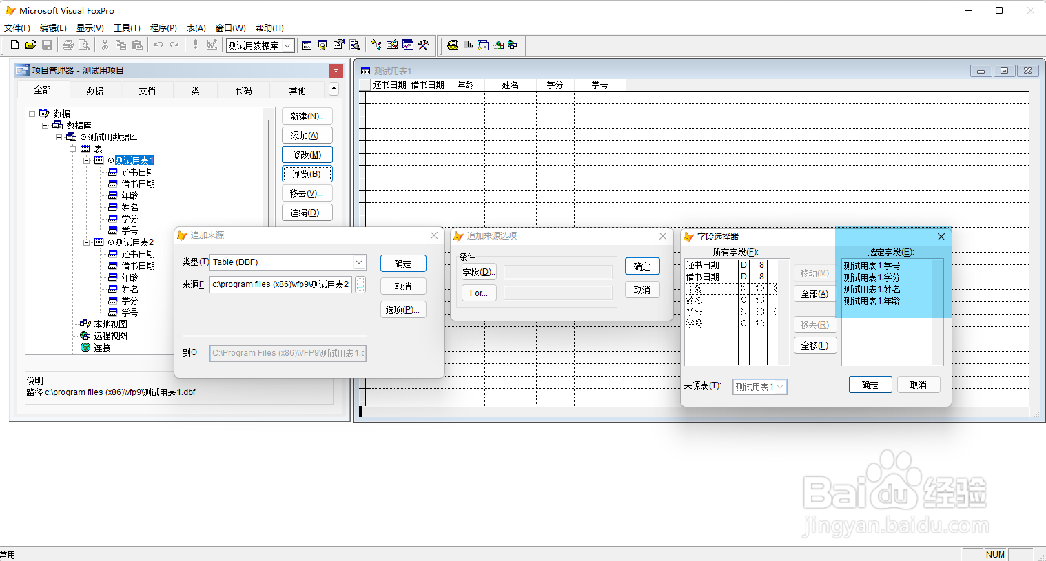 VF9.0利用字段选择器，对表追加记录