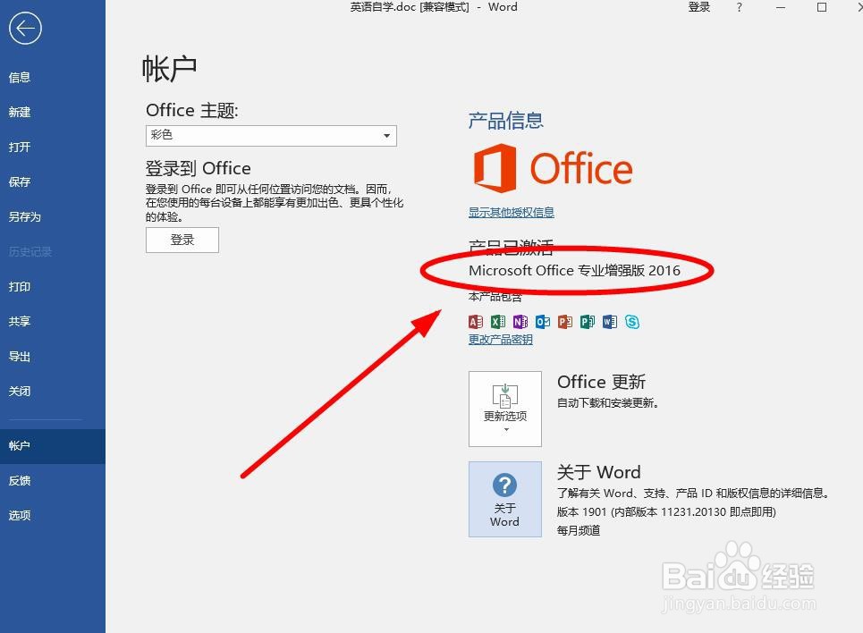 如何查看Office的版本信息