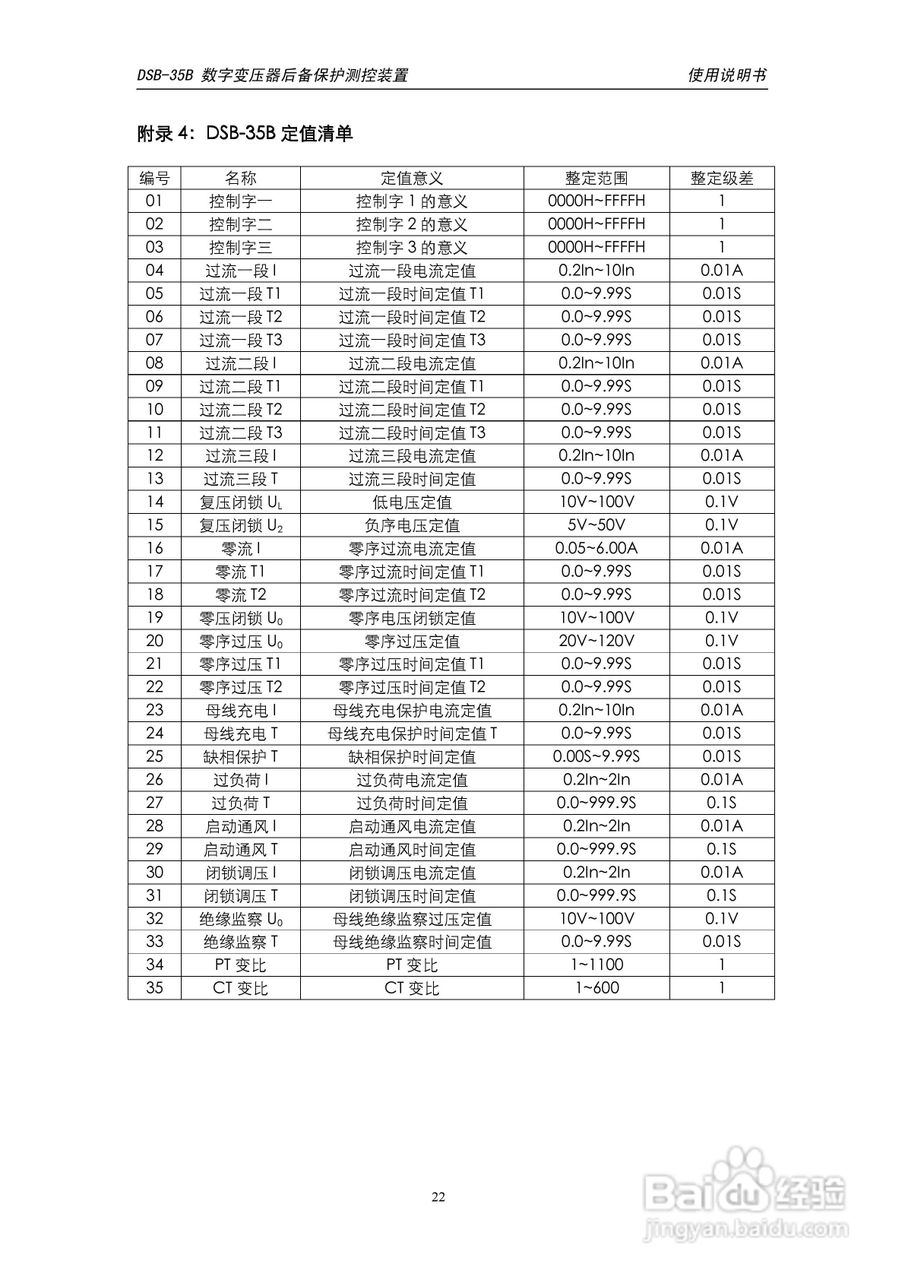 天能DSB-35B数字变压器低后备保护测控装置说明书:[3]
