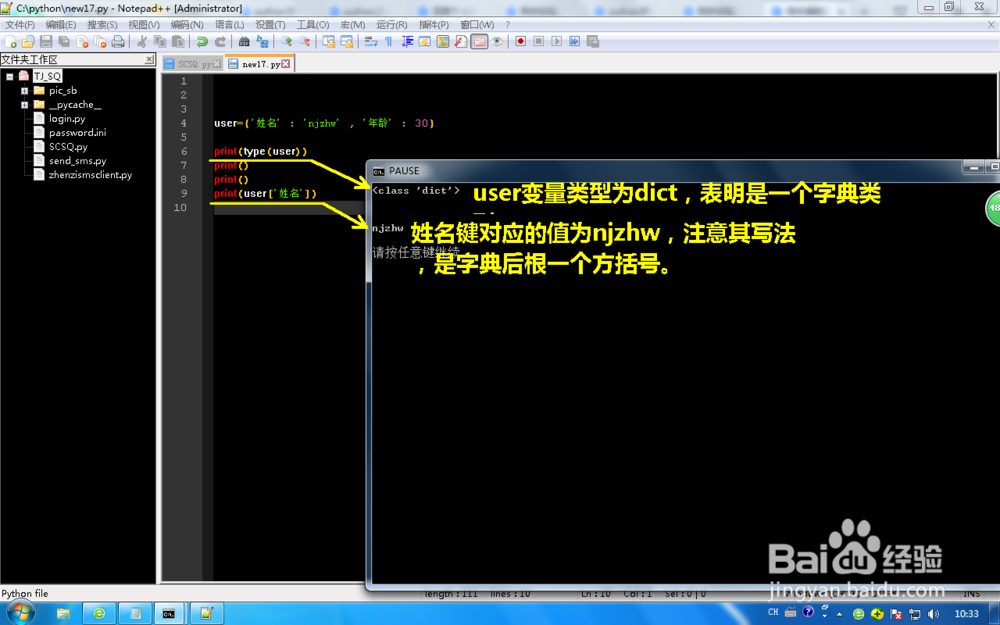怎么使用python有dict字典类型数据