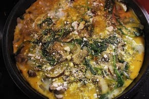 食补佳品蘑菇菠菜奶酪早餐蛋饼的做法