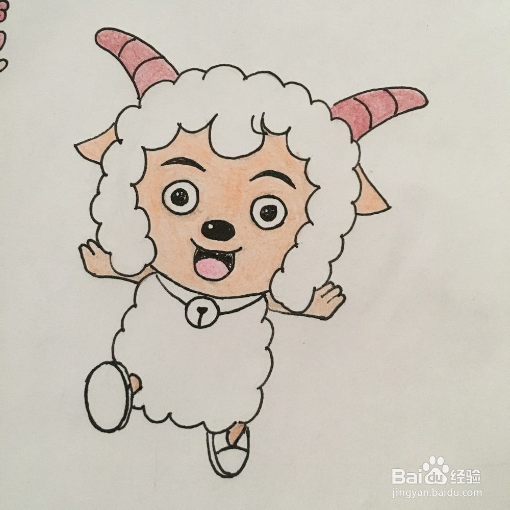 怎么画一个奔跑的喜羊羊简笔画？