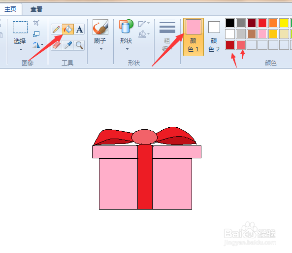 如何画个漂亮简笔礼盒 画图工具