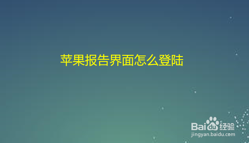 苹果报告界面怎么登陆
