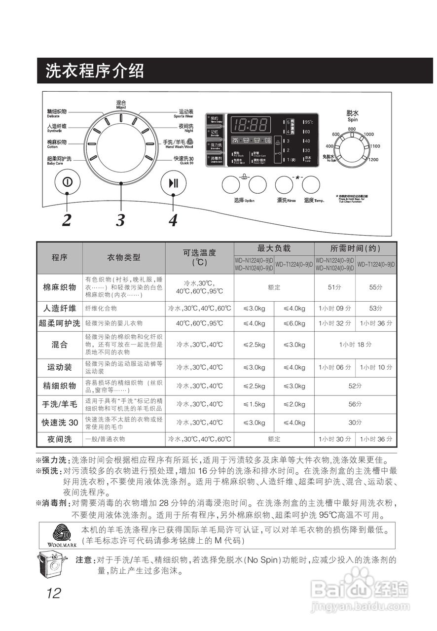 LG WD-T1224D洗衣机使用说明书:[2]