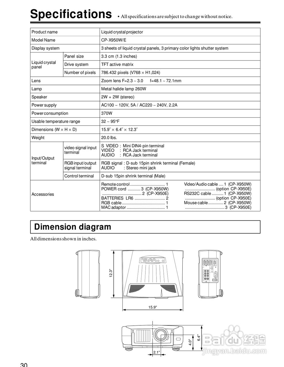 日立 CP-X950W投影机说明书:[3]