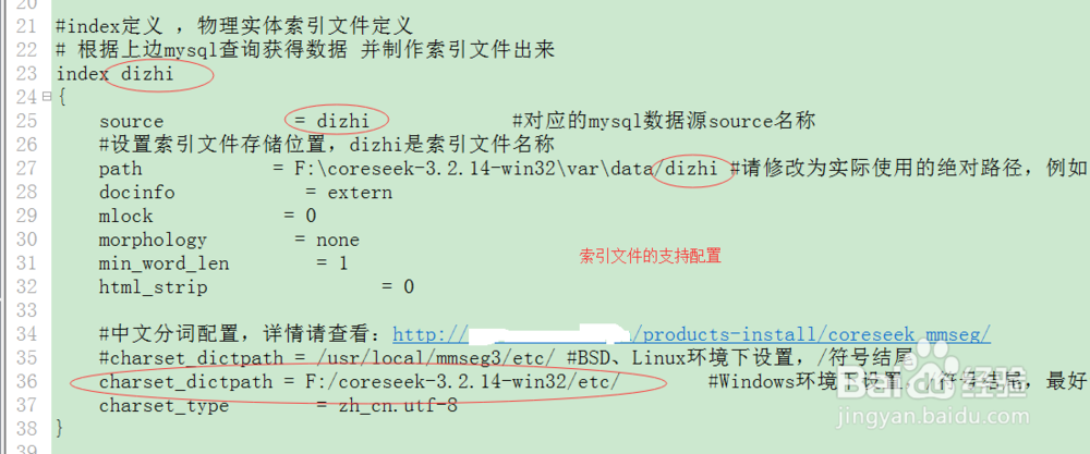 为sphinx配置数据源和索引