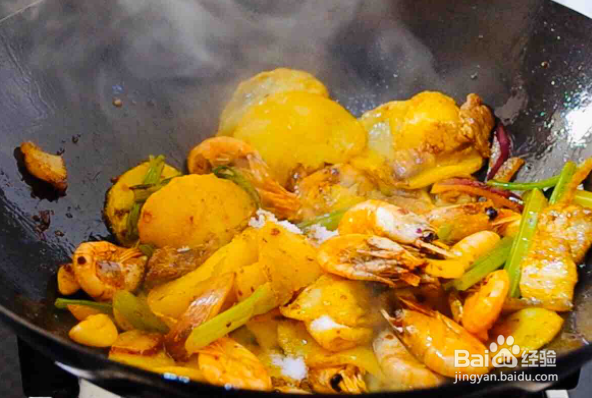 干锅土豆香辣虾