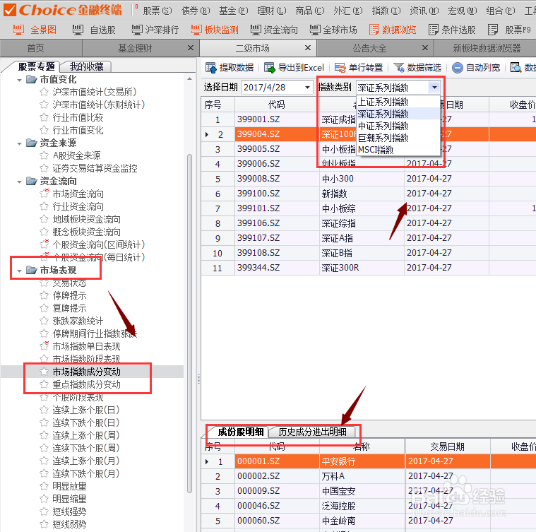 如何查看指数成分股数据