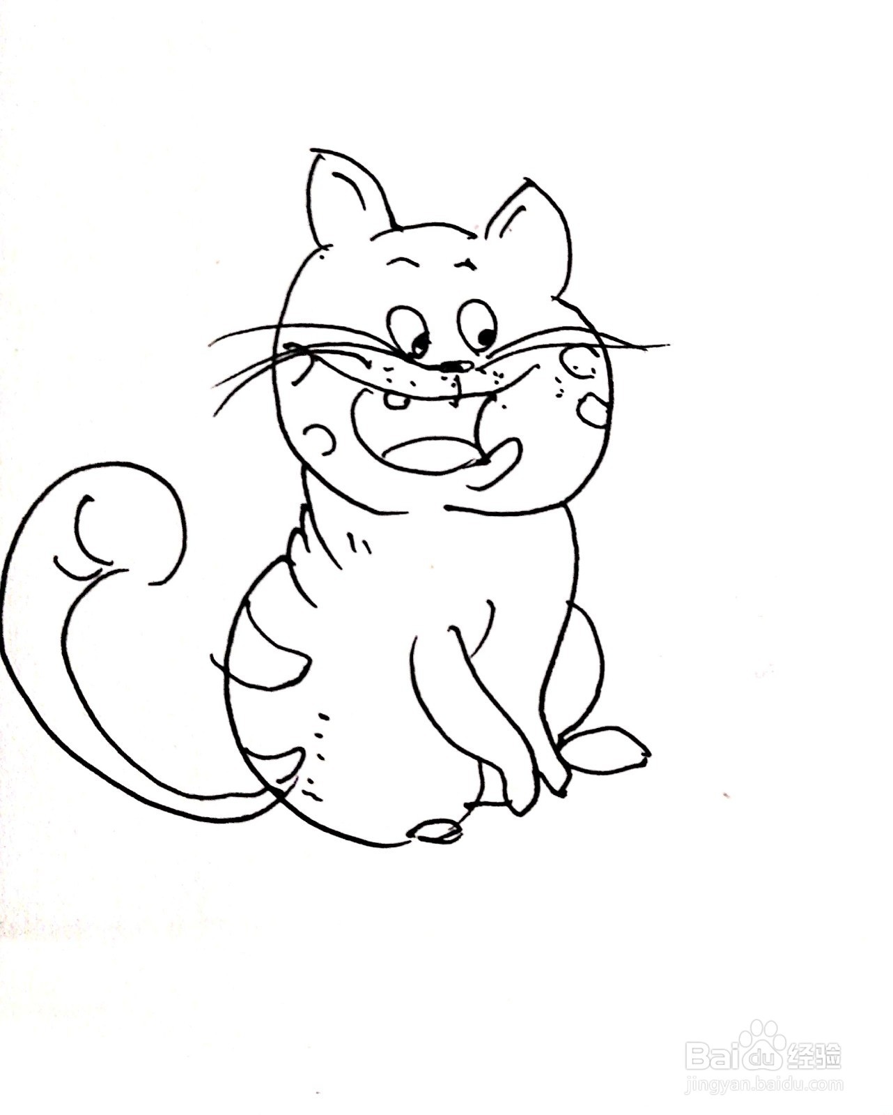 想吃汉堡的猫线描画怎么画