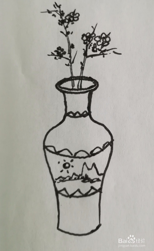花瓶插花怎么画简笔画 画法步骤图直观 百度经验