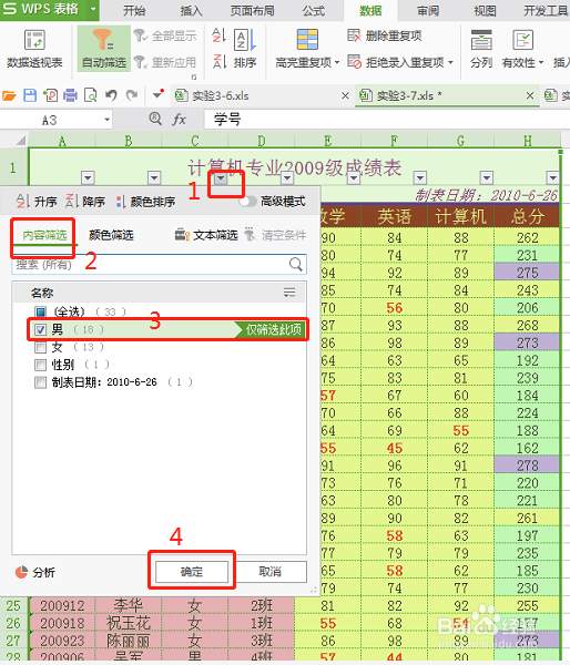 excel表格的筛选工具的应用
