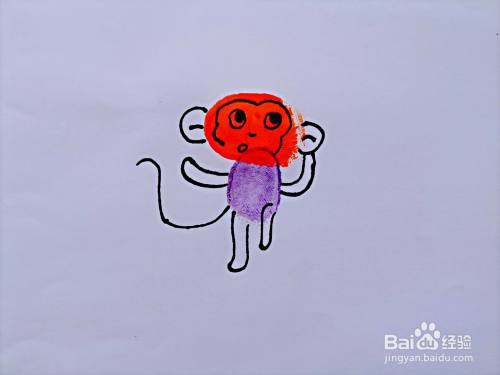 儿童指印画 如何用手指印画一只猴子