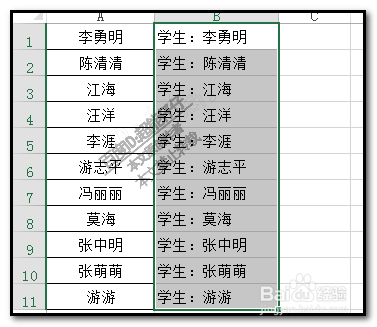 excel如何在一列文字前统一加上固定文字