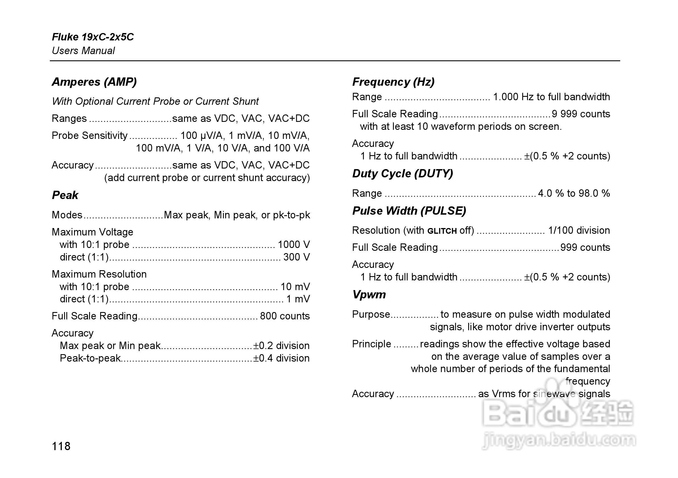 福禄克Fluke 225C彩色示波表使用说明书:[13]
