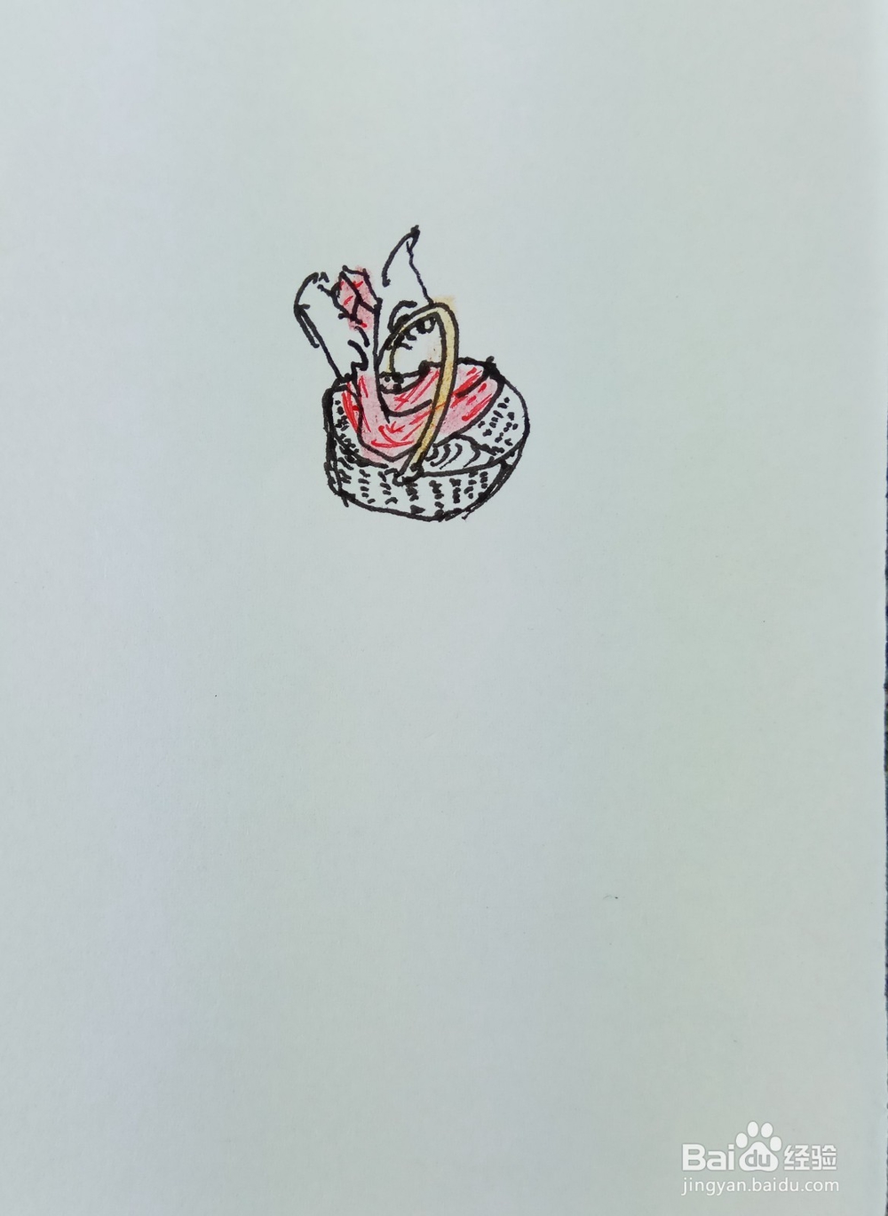 怎样画简笔画“将篮子里的肉拿出来”