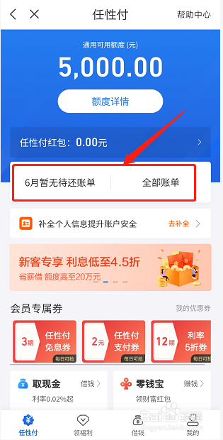 如何查看任性付还款账单