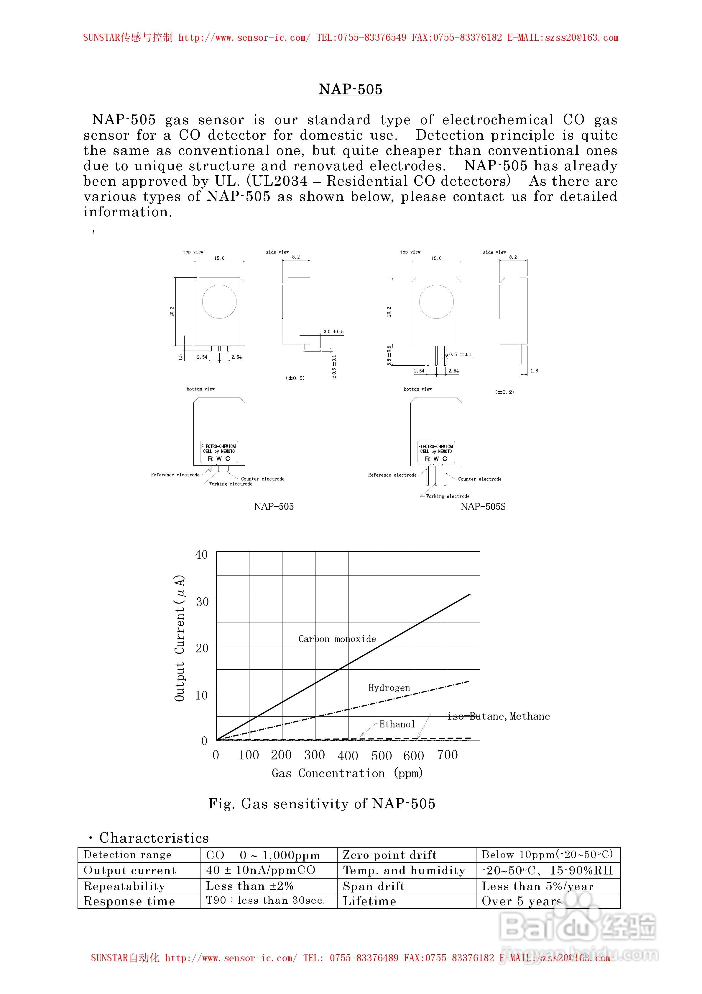 MAP-100A系列工业用可燃性气体传感器使用说明书:[8]