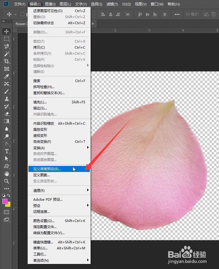 PS怎样制作花瓣画笔预设批量画花瓣