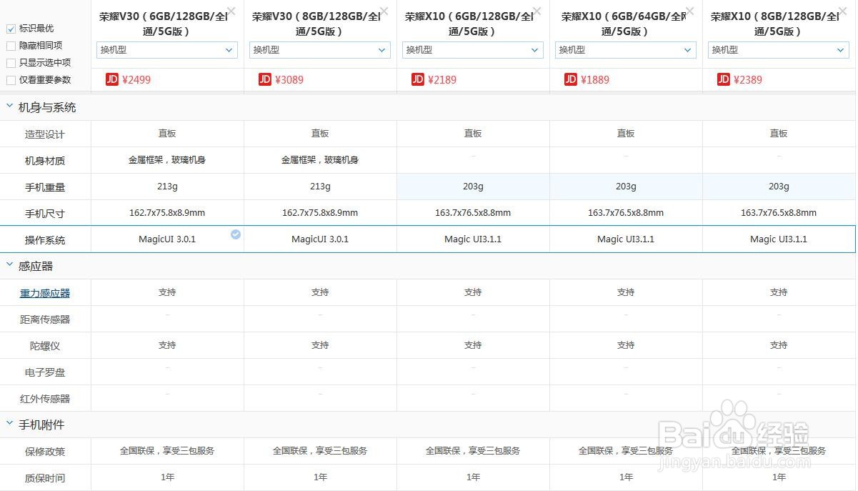 荣耀x10对比荣耀v30