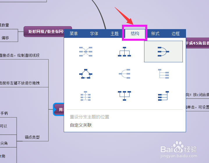 迅捷思维导图中的结构怎么换