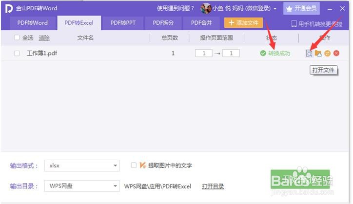 PDF转换成Excel表格