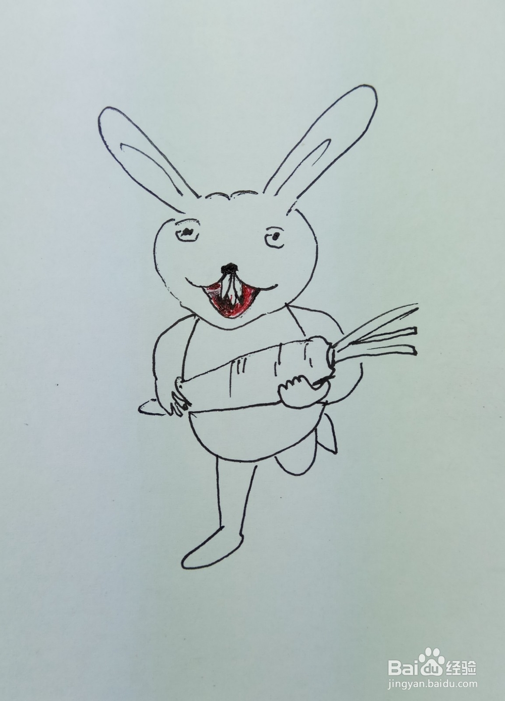 怎样画简笔画爱吃胡萝卜的小兔子？