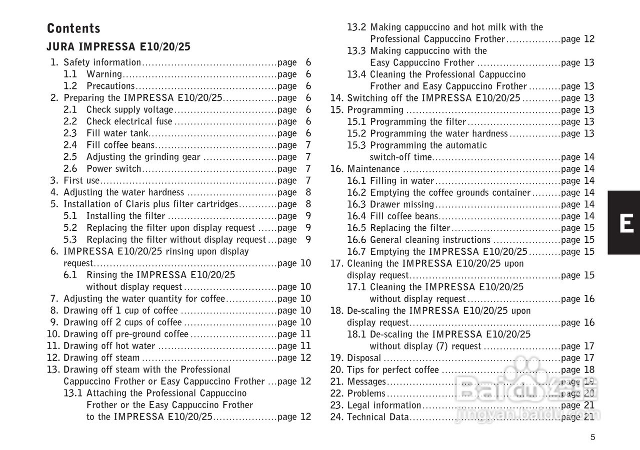 JURA IMPRESSA E25咖啡机使用手册:[1]
