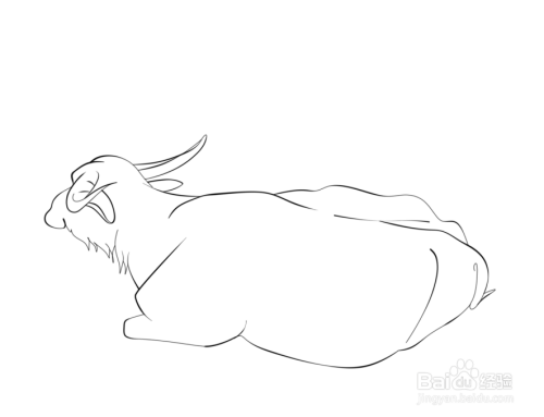 简笔画--休息的水牛画法