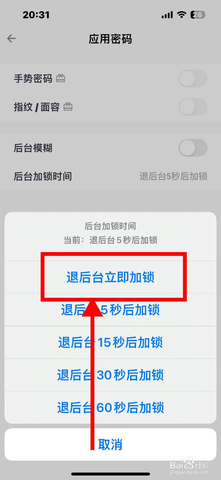 记账助手如何设置退后台立即加锁