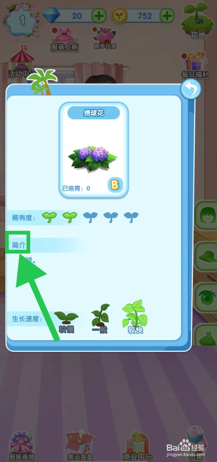 花花姑娘之魔法花园怎么查看绣球花的简介