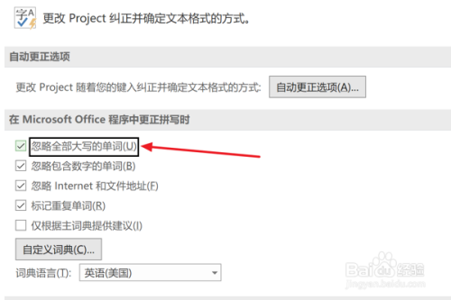 Project如何设置更正忽略全部大写的单词