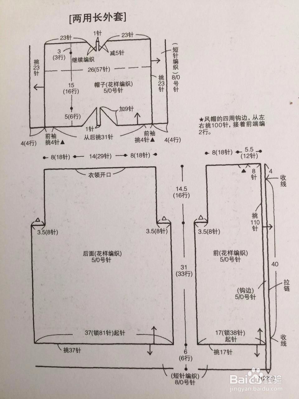 勾儿童大衣花样方法