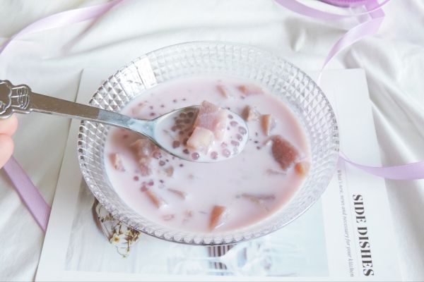 紫薯西米炖牛奶