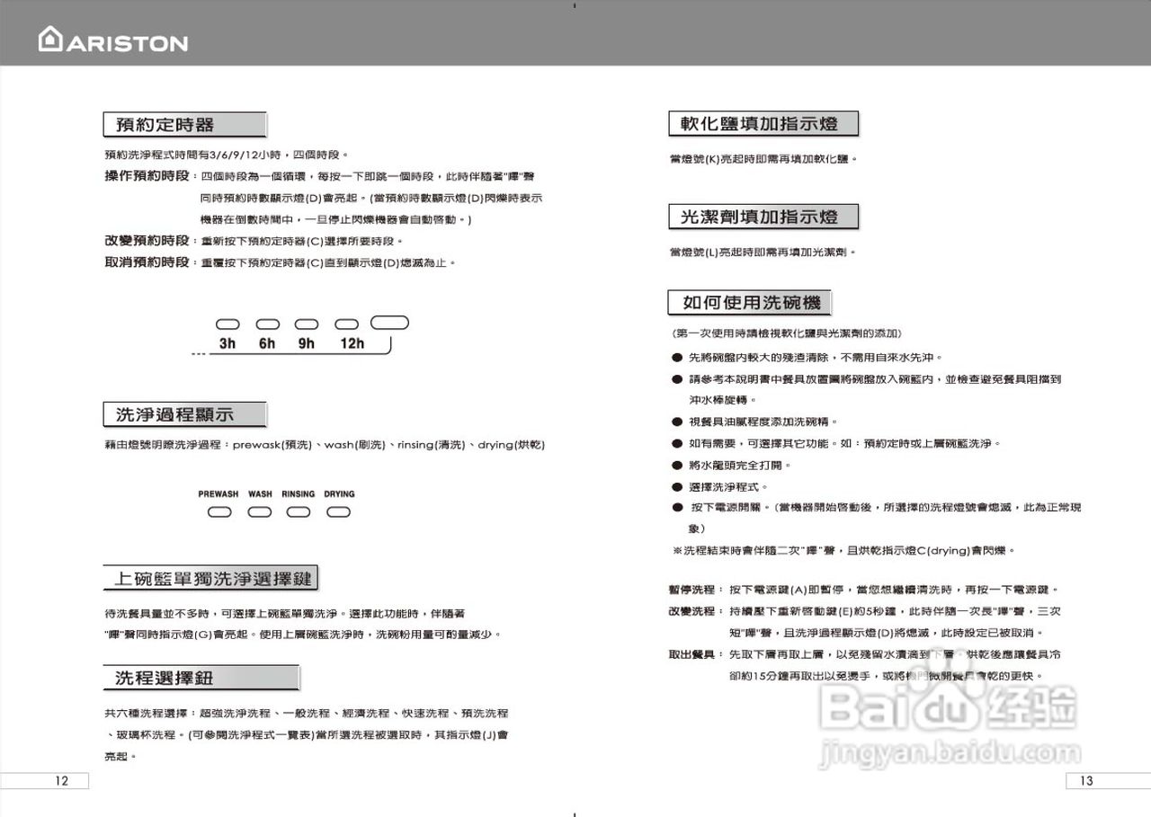 阿里斯顿L63-LL65-LV650洗碗机说明书