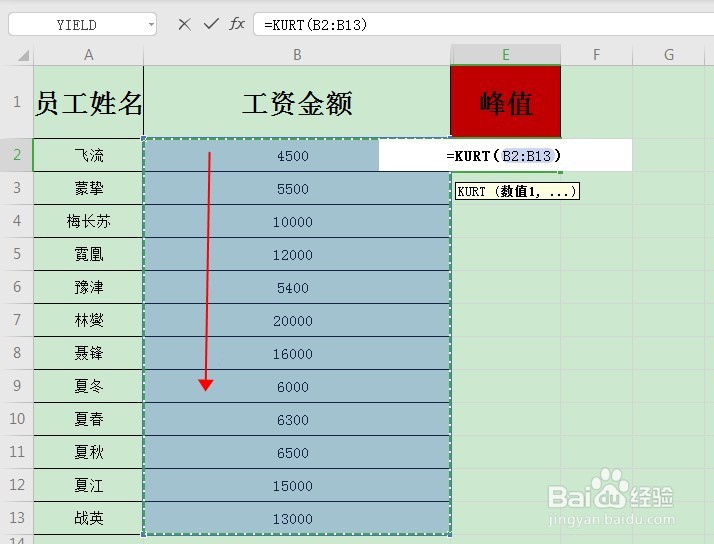 如何使用KURT计算数据的峰值