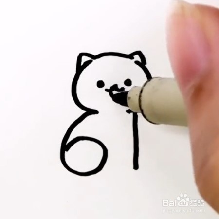如何用数字6和1快速画出可爱的小猫