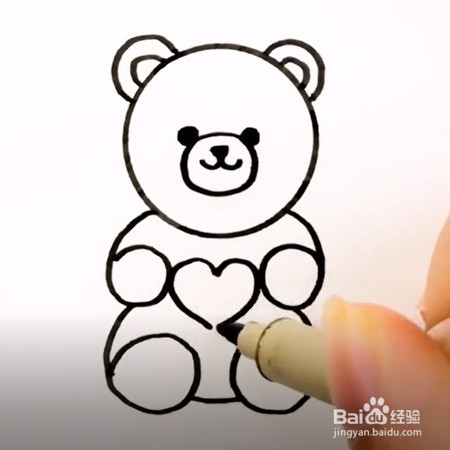 如何快速画出比心小熊