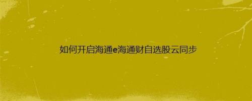 如何开启海通e海通财自选股云同步