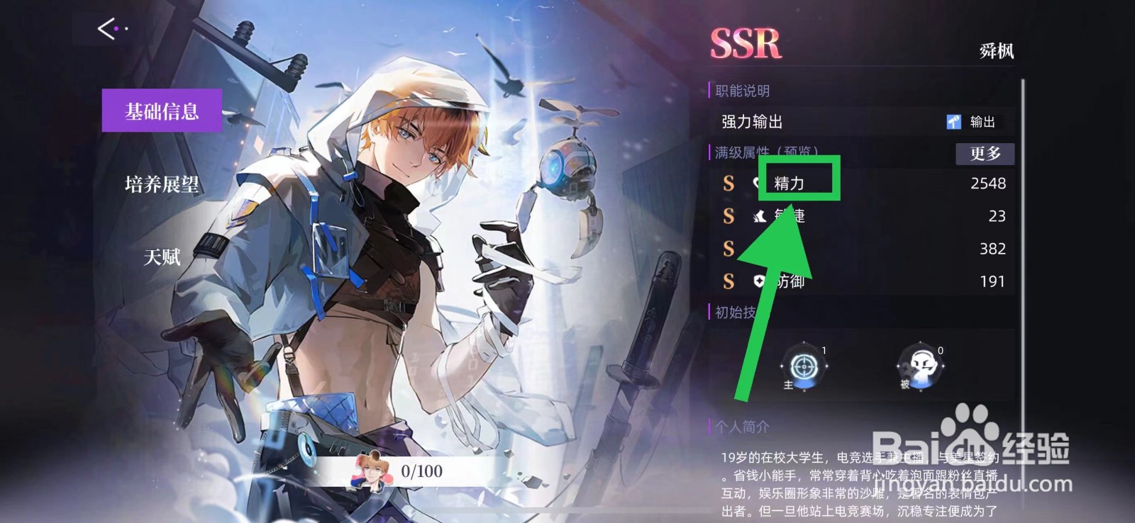 闪亮的你怎么查看舜枫的精力