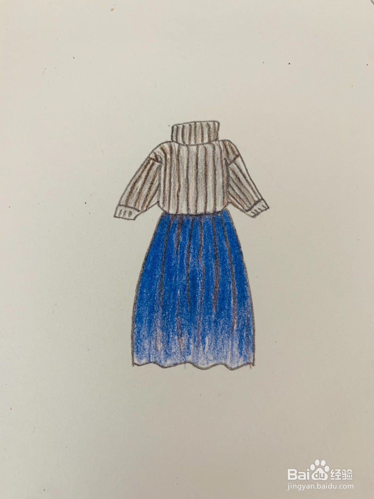 高领毛衣裙怎么画？