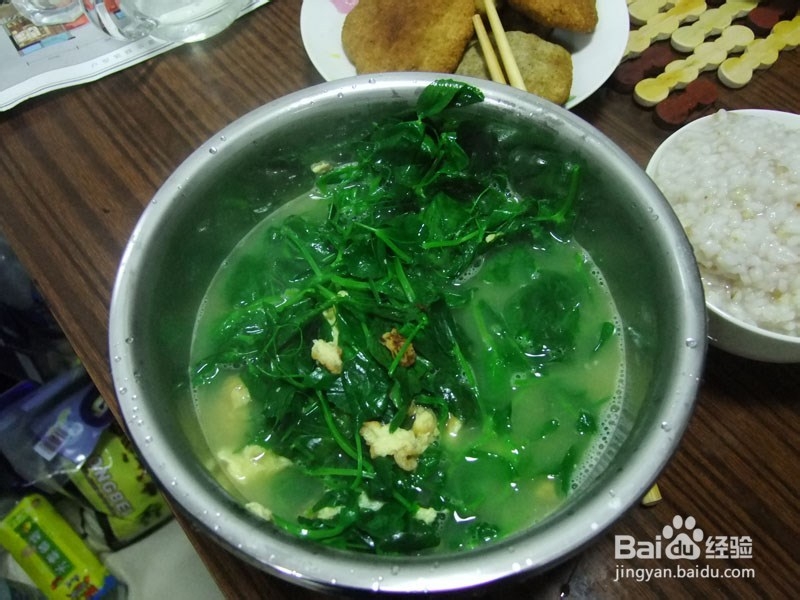 自己动手-豌豆尖鸡蛋汤