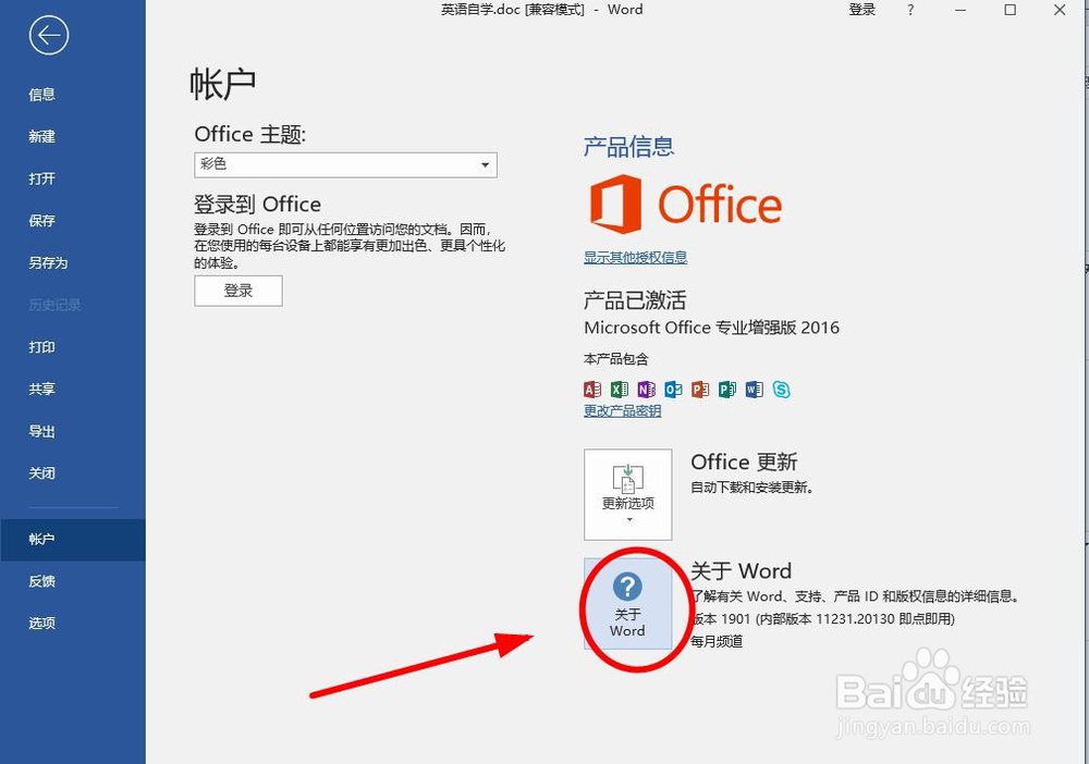 如何查看Office的版本信息