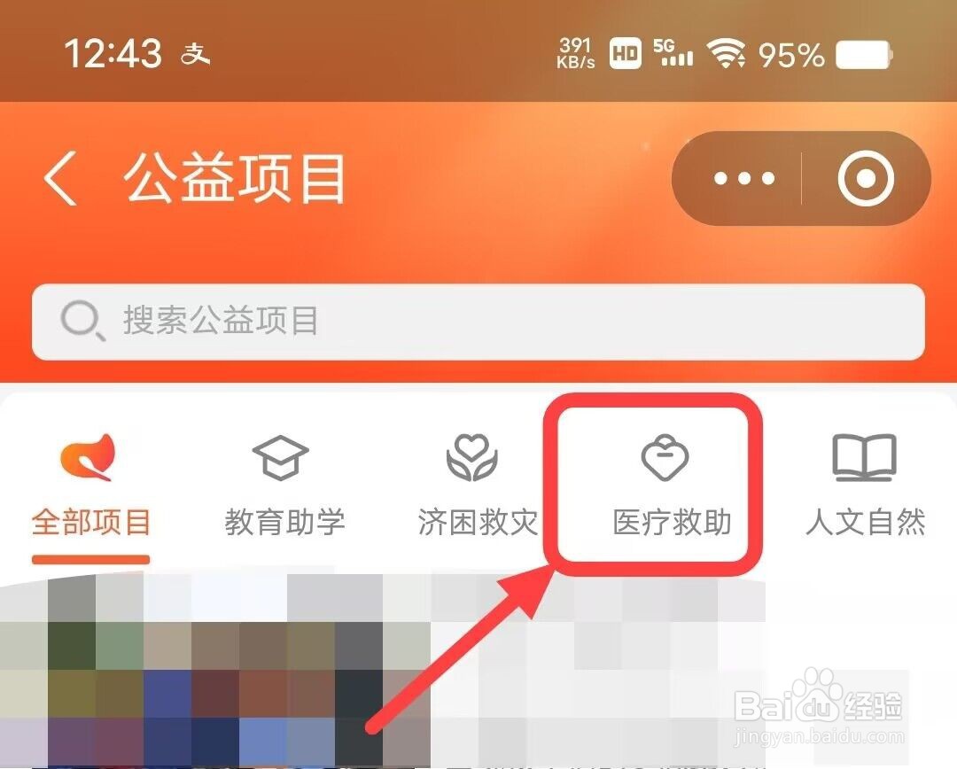 在支付宝中，如何查找医疗救助公益项目